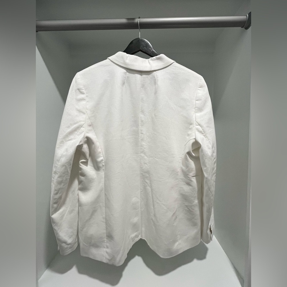 J. Crew Linen cotton Blend One Button Blazer White Size 16 NEW classic $198 - Picture 9 of 12